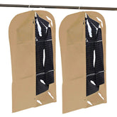 Kuber Industries Half Transparent 2 Pieces Non Woven Men's Coat Blazer Cover (Brown) - CTKTC30916